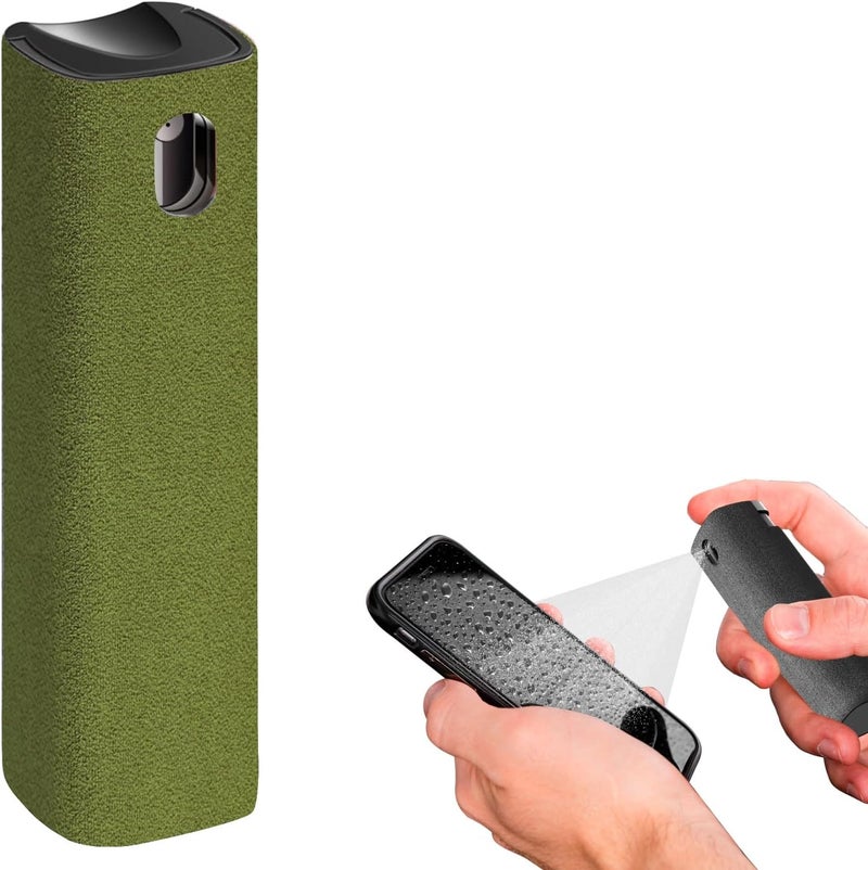 iO CLEAN Mini Screen Cleaner Spray – Finger Proof Screen Cleaner for Smartphones, iPads, MacBooks, Laptops, Car Screens, Touchscreens – 3in1 Mist Cleaner, Microfiber Cloth and Protective Cover (Khaki) - Image 1